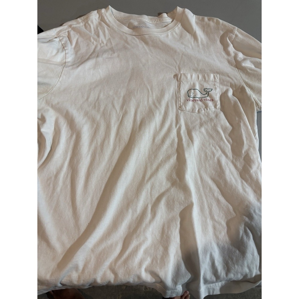 Vineyard Vines Men's T-Shirt Medium Long Sleeve Holidays Graphic Print White‎